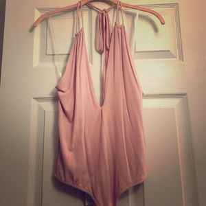 Naked Wardrobe pink blush bodysuit leotard